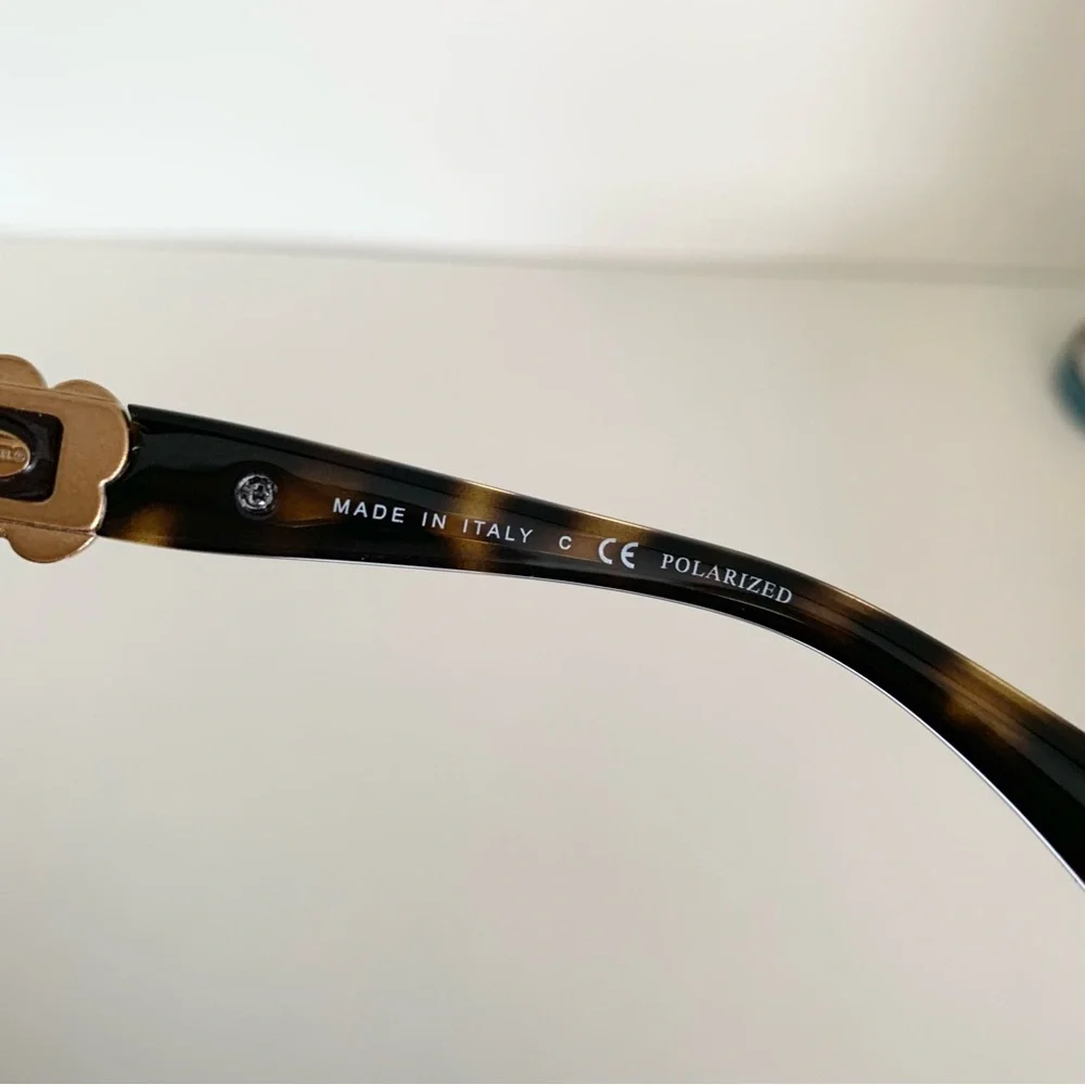 Chanel polarized special enameled gold floral sunglasses